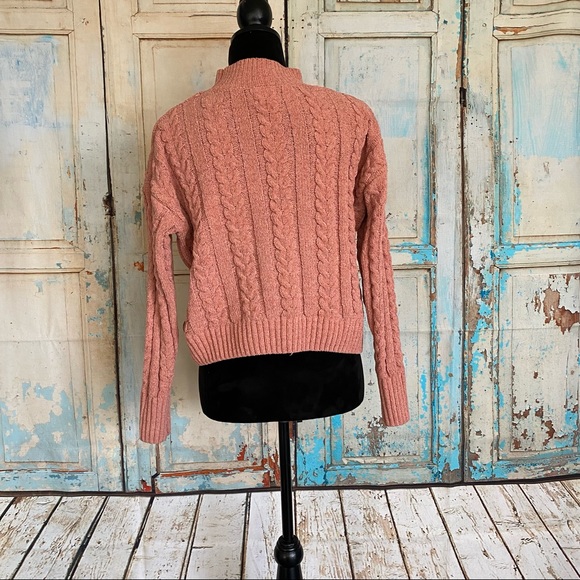 Hippie Rose Women’s Cable Knit Drop Shoulder Pink Sweater Small - Picture 6 of 11